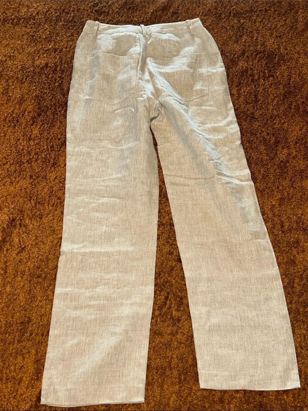 Reformation Natural Beige Wide-Leg Linen-Blend Trousers